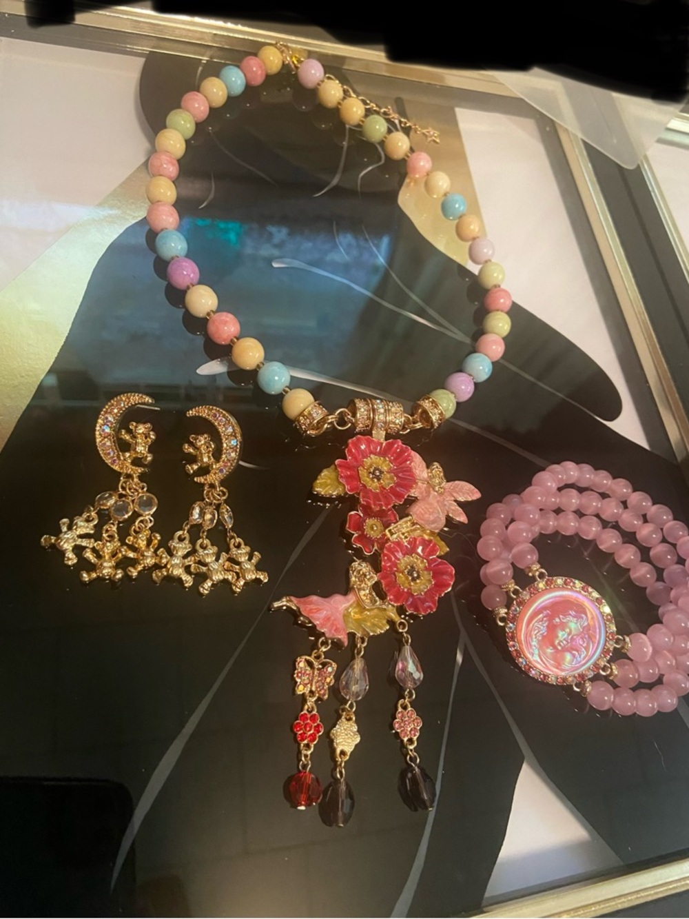 Kirks Folly Multicolor Magnetic Pendant/ Necklace,Angel Bracelet, &Earrings #40